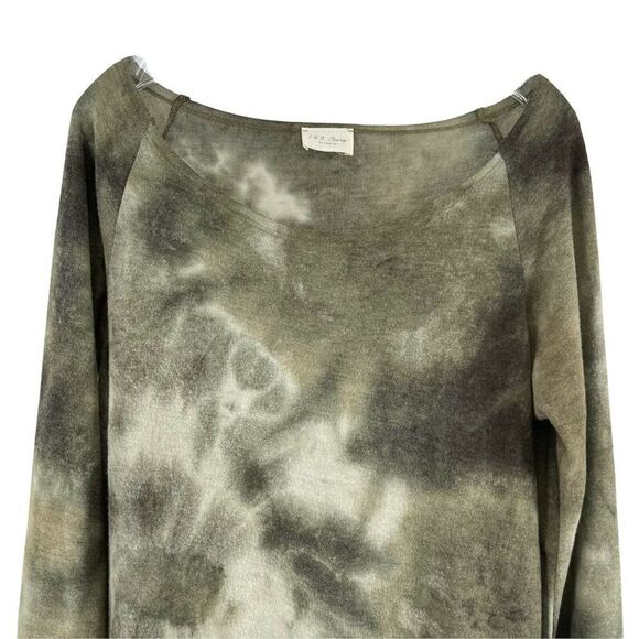 Tie Dye Sweatshirt Boat Neck Green Cozy Inside Out Fuzzy Size S 143 Story Lounge - Picture 3 of 6